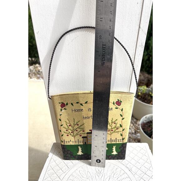 Tin Wall Pocket Country Decor Metal Bucket Home Is Where The Heart Is Mail Slot - Picture 4 of 10